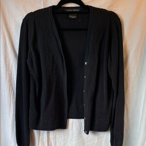 Laura Ashley Vintage 1990’s Black Cotton Cardigan Size Large